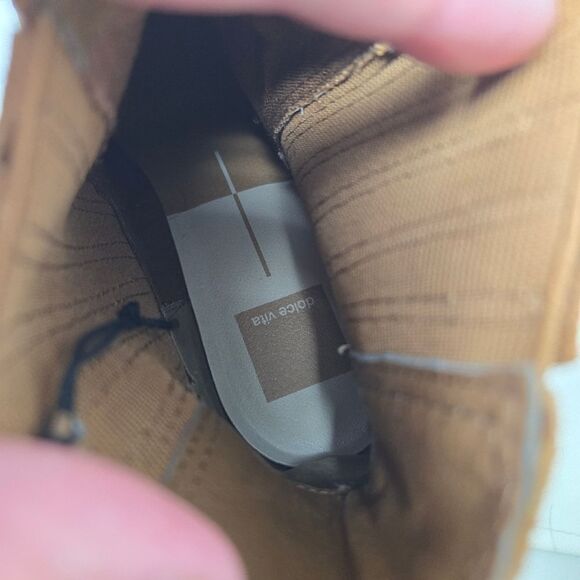 DOLCE VITA Caster H2O Cheslea Lug-Sole Platform Booties Size 8.5 Caramel Suede - Picture 12 of 13